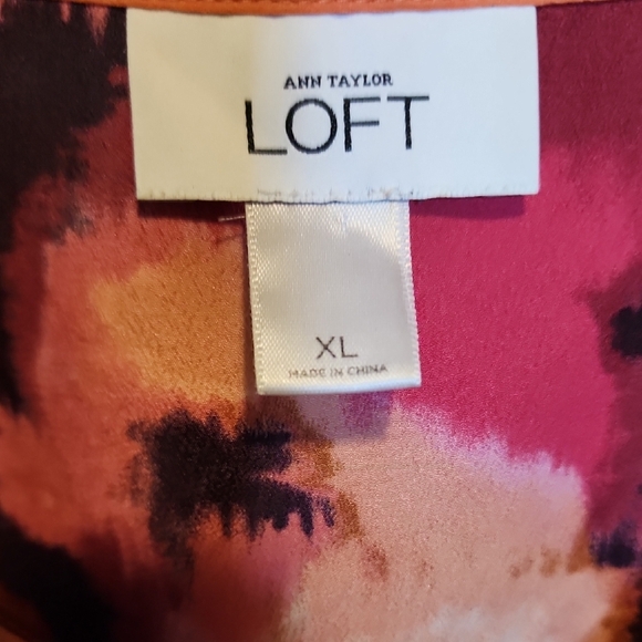 LOFT Pink and Red Asymmetrical Ruffled Sleeveless Blouse - Picture 2 of 5